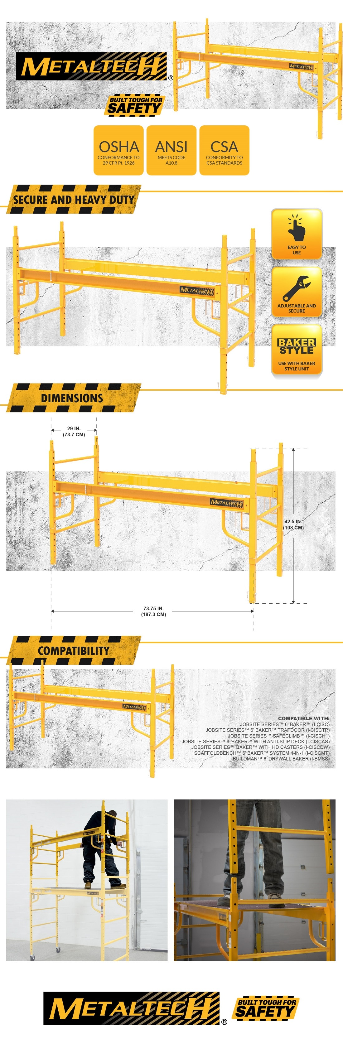 MetalTech 39 in. Scaffolding Extension Platform, Stackable Metal Tool